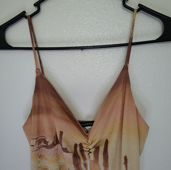 Caution To The Wind Desert Scene Mini Dress - Brown and Tan - Picture 3 of 10